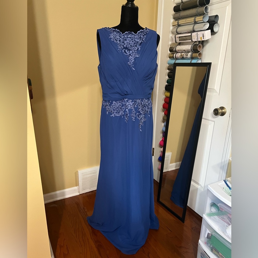 JJs House Blue Halter Maxi Gown for Prom